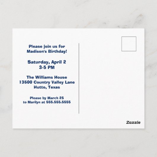 かわいいカウガールロデオの誕生日パーティーへの招待 ポストカード (裏面)