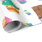 かわいいカウトウォーターカラーパステルキャンディスイーツキッズ ラッピングペーパー (ロールコーナー)
