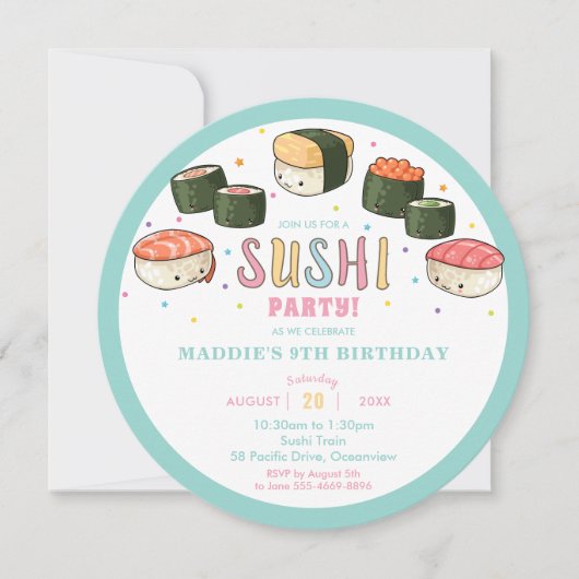 かわいいカウトスシパーティーガール誕生日 招待状 (正面)