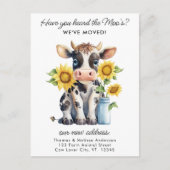 かわいいカウヒマワリ新しいアドレス引っ越しました移動 案内ポストカード (正面)