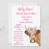 かわいいカウファームカントリーベビーガールウェスタンフローライン 招待状 (正面)