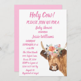 かわいいカウファームカントリーベビーガールウェスタンフローライン 招待状