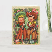 かわいいカウボーイと女性のカーボーイ誕生日カード サンキューカード (正面)