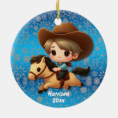 かわいいカウボーイと馬の西 セラミックオーナメント (裏面)