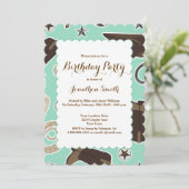 かわいいカウボーイのテーマの誕生日のパーティの招待状 招待状 (スタンド正面)