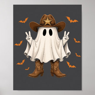 かわいいカウボーイの幽霊保安官ピースおもしろハロウィン ポスター
