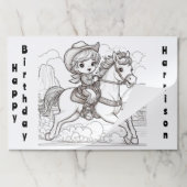 かわいいカウボーイキッドを馬の色にランチョンマット ペーパーパッド (折り畳み)