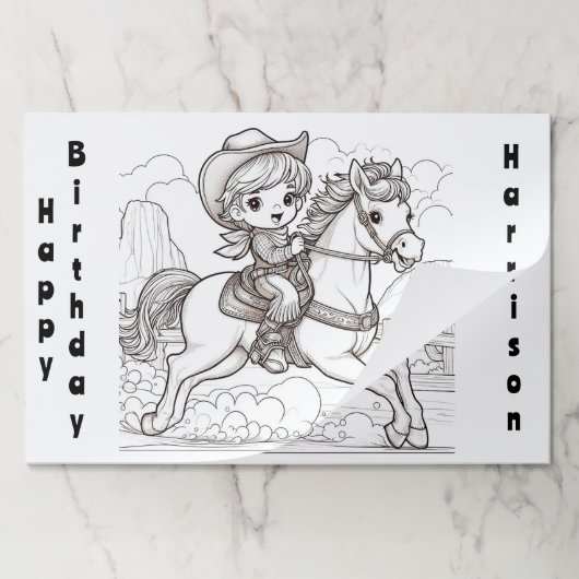 かわいいカウボーイキッドを馬の色にランチョンマット ペーパーパッド (折り畳み)