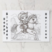 かわいいカウボーイキッドを馬の色にランチョンマット ペーパーパッド (正面)