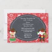 かわいいカウボーイサンタと馬のホリデーベイビーシャワー 招待状 (裏面)