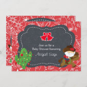 かわいいカウボーイサンタと馬の休日ベビーシャワー 招待状 (正面/裏面)