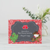 かわいいカウボーイサンタと馬の休日ベビーシャワー 招待状 (スタンド正面)