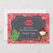 かわいいカウボーイサンタと馬の休日ベビーシャワー 招待状 (正面)