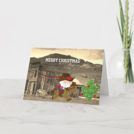 かわいいカウボーイサンタ乗馬西クリスマス シーズンカード