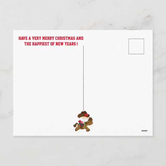 かわいいカウボーイサンタ乗馬西クリスマス シーズンポストカード (裏面)
