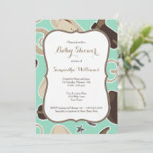 かわいいカウボーイテーマベビーシャワー招待状ミントブラウン 招待状 (スタンド正面)