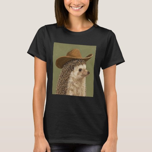 かわいいカウボーイハットをかぶったハリネズミ Tシャツ (正面)