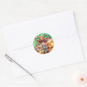 かわいいカウボーイファーム1st.誕生日パーティー ラウンドシール (封筒)