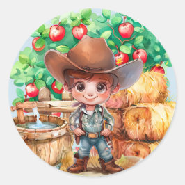 かわいいカウボーイファーム1st.誕生日パーティー ラウンドシール