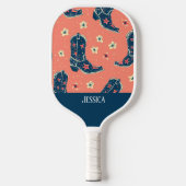かわいいカウボーイブーツ継ぎ目のないパターン ピックルボールラケット (正面)