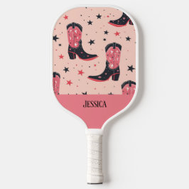 かわいいカウボーイブーツ継ぎ目のないパターン ピックルボールラケット