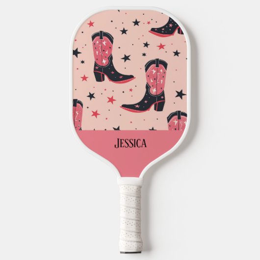 かわいいカウボーイブーツ継ぎ目のないパターン ピックルボールラケット (正面)