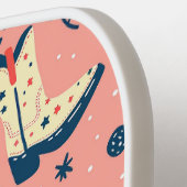 かわいいカウボーイブーツ継ぎ目のないパターン ピックルボールラケット (左詳細)