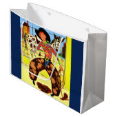 かわいいカウボーイプリント ラージペーパーバッグ (正面アングル)