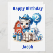 かわいいカウボーイポニー2歳の誕生日カード (正面/裏面)