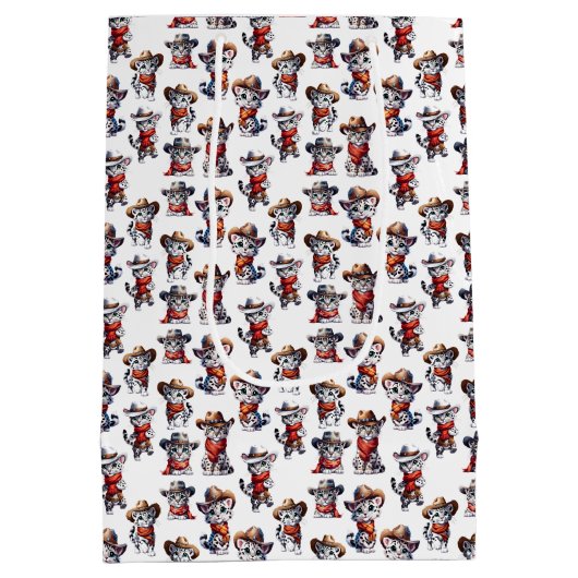 かわいいカウボーイユキヒョウ ミディアムペーパーバッグ (裏面)