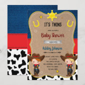 かわいいカウボーイ双子が誘う 招待状 (正面/裏面)