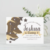 かわいいカウボーイ誕生日パーティーのスター 招待状 (スタンド正面)