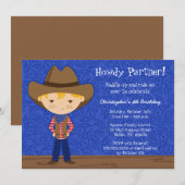 かわいいカウボーイ誕生日パーティーの招待 招待状 (正面/裏面)