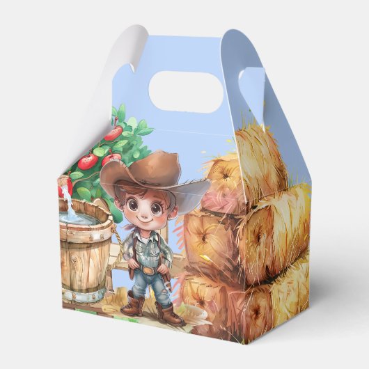 かわいいカウボーイ農家1st.誕生日パーティー フェイバーボックス (正面サイド)