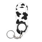 かわいいカウボーイ黒と白のファーム牛プリント キーホルダー栓抜き (正面)