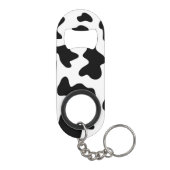 かわいいカウボーイ黒と白のファーム牛プリント キーホルダー栓抜き (裏面)