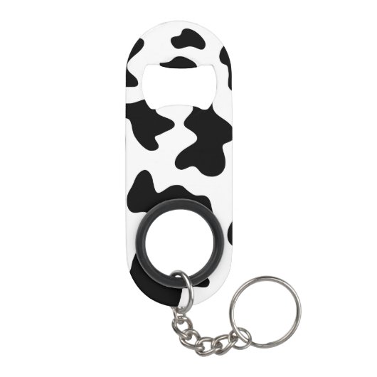 かわいいカウボーイ黒と白のファーム牛プリント キーホルダー栓抜き (裏面)