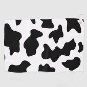 かわいいカウボーイ黒と白のファーム牛プリント ゴルフタオル (横)