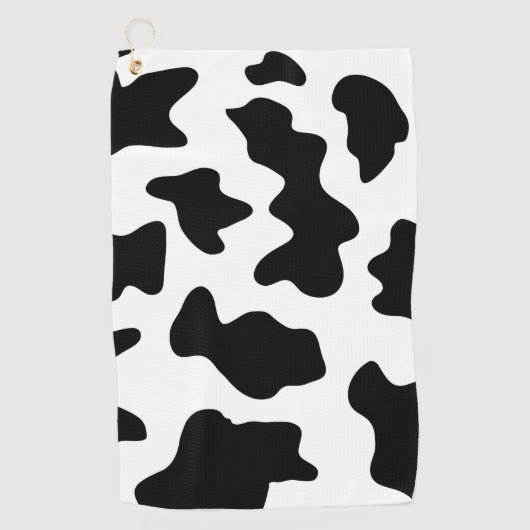 かわいいカウボーイ黒と白のファーム牛プリント ゴルフタオル (正面)