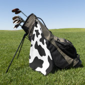 かわいいカウボーイ黒と白のファーム牛プリント ゴルフタオル (グリーン)