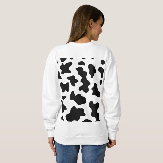 かわいいカウボーイ黒と白のファーム牛プリント スウェットシャツ (裏面フル)