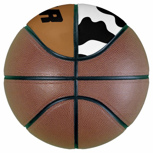 かわいいカウボーイ黒と白のファーム牛プリント バスケットボール (右)