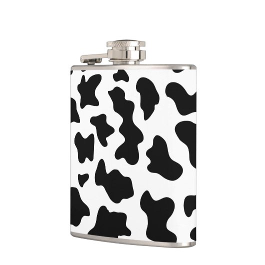かわいいカウボーイ黒と白のファーム牛プリント フラスク (左)