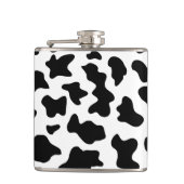 かわいいカウボーイ黒と白のファーム牛プリント フラスク (正面)