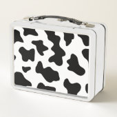 かわいいカウボーイ黒と白のファーム牛プリント メタルランチボックス (裏面)