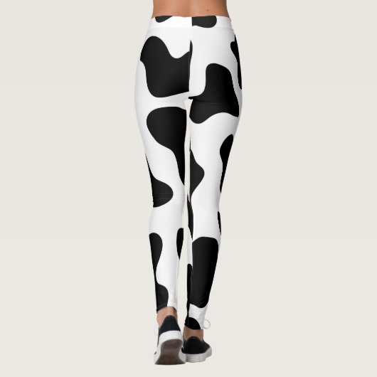 かわいいカウボーイ黒と白のファーム牛プリント レギンス (裏面)