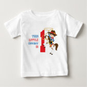 かわいいカウボーイ1歳の誕生日 ベビーTシャツ (正面)