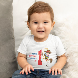 かわいいカウボーイ1歳の誕生日 ベビーTシャツ