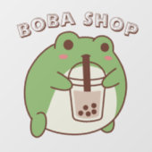 かわいいカエルがタピオカティーを飲んでいる ウィンドウサイン (シート)