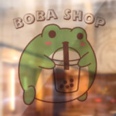 かわいいカエルがタピオカティーを飲んでいる ウィンドウサイン (シート2)